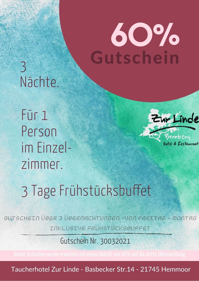 Wochenend-Gutschein (Einzelzimmer)